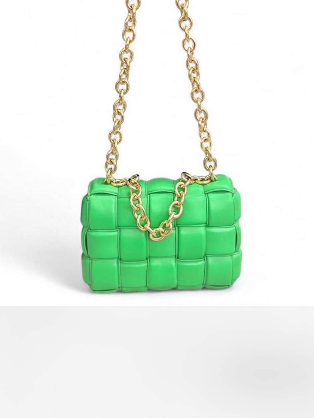 Green Woven Chain Shoulder Bag